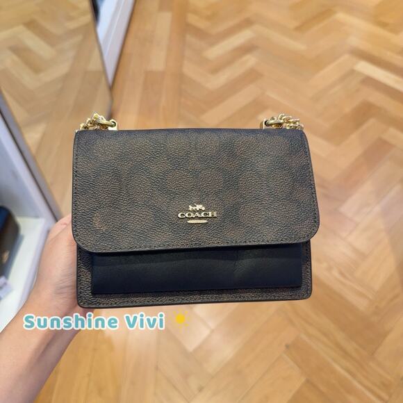 NWT Coach Mini Klare Crossbody Signature Canvas Bag CW206 Gold/Walnut/Black - Picture 1 of 10